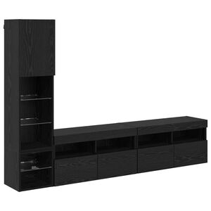 vidaXL N&aacute;stěnn&aacute; skř&iacute;ňka na TV s LED 4 pcs Čern&yacute; dub kompozitn&iacute; dřevo