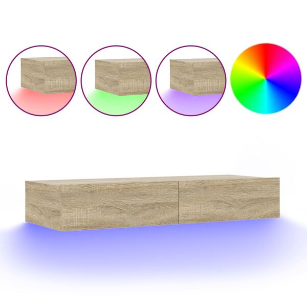 vidaXL TV skř&iacute;ňka s LED osvětlen&iacute;m dub sonoma 90 x 35 x 15,5