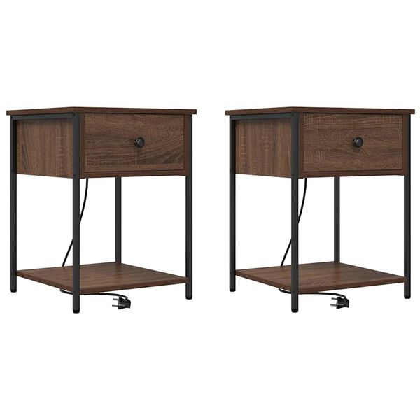 vidaXL Nočn&iacute; skř&iacute;ňka 2 pcs Hněd&yacute; dub 42 x 41 x 56 cm kompozitn&iacute; dřevo