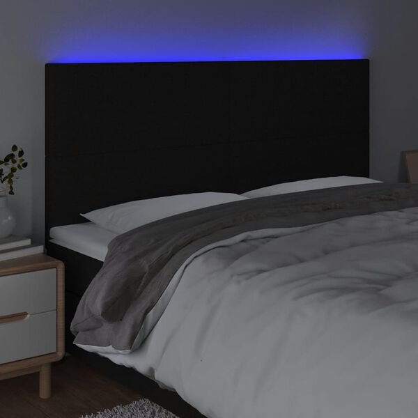 vidaXL Čelo postele s LED čern&eacute; 160x5x118/128 cm textil