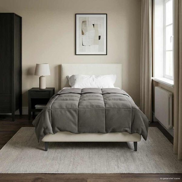 vidaXL Celoročn&iacute; přikr&yacute;vka Světle &scaron;ed&aacute; 155 x 220 cm Mikrovl&aacute;kno