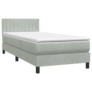 vidaXL Box spring postel s matrac&iacute; světle &scaron;ed&aacute; 90x210 cm samet