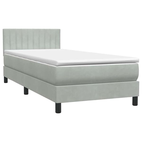 vidaXL Box spring postel s matrac&iacute; světle &scaron;ed&aacute; 90x210 cm samet