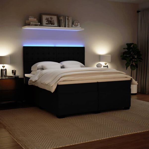 vidaXL Box spring postel s matrac&iacute; čern&aacute; 200x200 cm samet