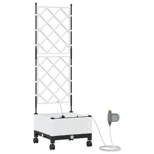 vidaXL Zahradn&iacute; pl&aacute;nter s zavlažov&aacute;n&iacute;m a koly B&iacute;l&aacute; 40 x 40 x 132 cm PP