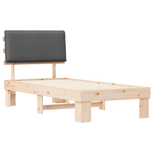 vidaXL R&aacute;m postele s čalouněn&yacute;m čelem s čelo Tmavě &scaron;ed&aacute; 90 x 200 cm