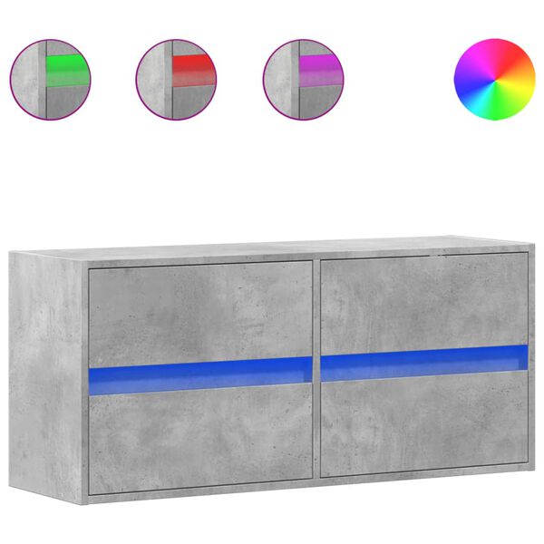 vidaXL N&aacute;stěnn&aacute; TV skř&iacute;ňka s LED osvětlen&iacute;m betonově &scaron;ed&aacute; 100x31x45 cm