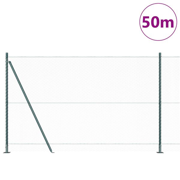 vidaXL Plotov&yacute; sloupek. Zelen&aacute; 50 x 1,5 m (25 mm s&iacute;ť) Ocel a PVC