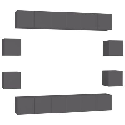 vidaXL 10dílný set TV skříněk šedý dřevotříska