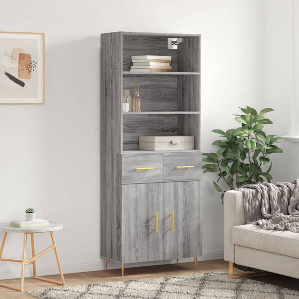 vidaXL Skř&iacute;ň highboard &scaron;ed&aacute; sonoma 69,5 x 34 x 180 cm kompozitn&iacute; dřevo