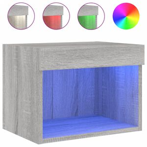 vidaXL Nočn&iacute; stolek s LED osvětlen&iacute;m n&aacute;stěnn&yacute; &scaron;ed&yacute; sonoma