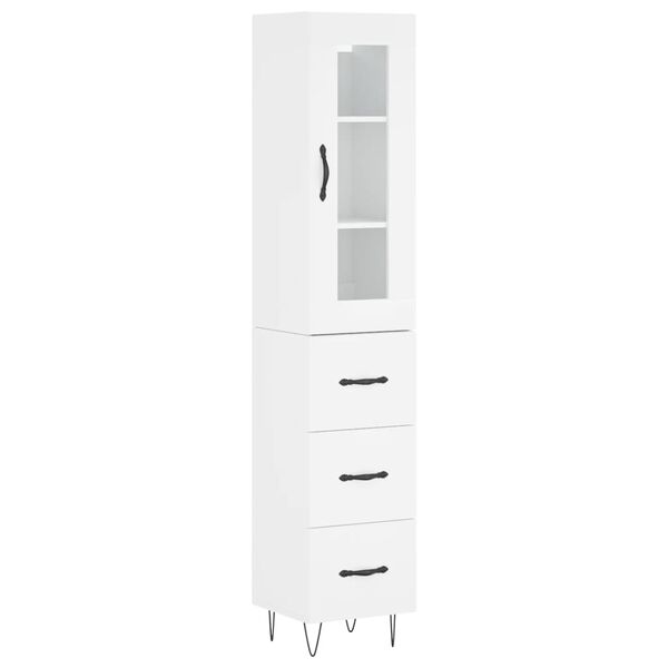 vidaXL Skř&iacute;ň highboard b&iacute;l&aacute; 34,5 x 34 x 180 cm kompozitn&iacute; dřevo