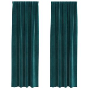 vidaXL Zatemňovac&iacute; z&aacute;věsy 2 pcs Tmavě zelen&aacute; 140 x 245 cm samet