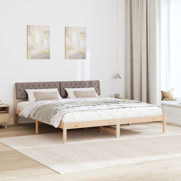 vidaXL R&aacute;m postele Hněd&aacute; a taupe 180 x 200 cm Masivn&iacute; borovicov&eacute; dřevo