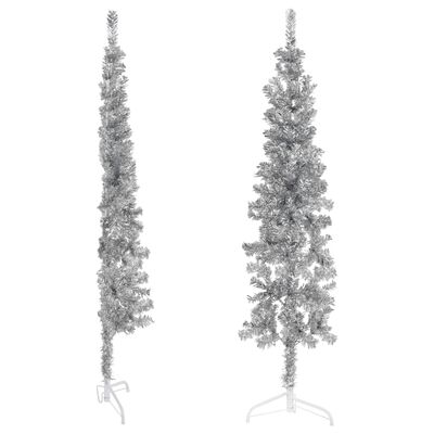 vidaXL Úzký umělý poloviční vánoční stromek se stojanem stříbrný 180cm
