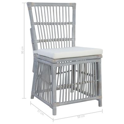 vidaXL Jídelní židle s poduškami 2 ks šedé přírodní ratan