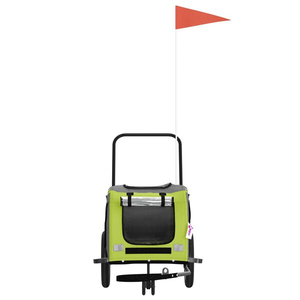 vidaXL Vozík za kolo pro psa zelený a černý oxfordská tkanina a železo