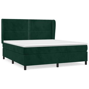 vidaXL Box spring postel s matrac&iacute; tmavě zelen&aacute; 180x200 cm samet