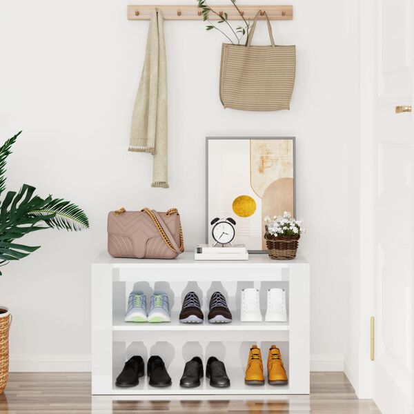 vidaXL Botník bílý s vysokým leskem 75 x 35 x 45 cm kompozitní dřevo