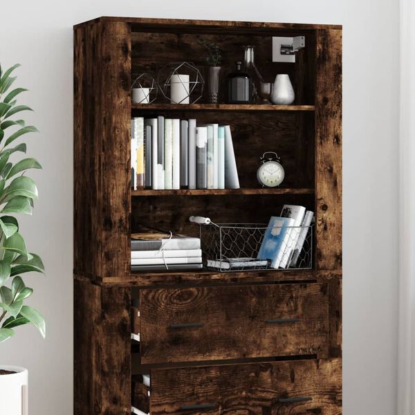 vidaXL Skř&iacute;ň highboard kouřov&yacute; dub kompozitn&iacute; dřevo