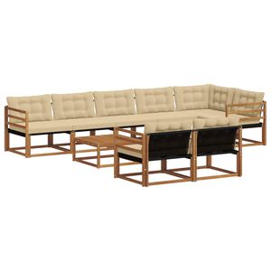 vidaXL Venkovn&iacute; pohovkov&aacute; souprava 9 pcs Přirozen&aacute; a B&eacute;žov&aacute;