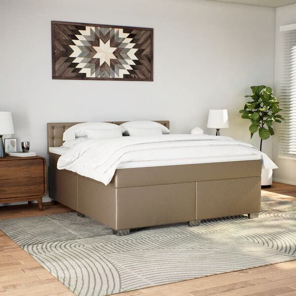 vidaXL Box spring postel s matrac&iacute; cappuccino 180 x 200 cm uměl&aacute; kůže