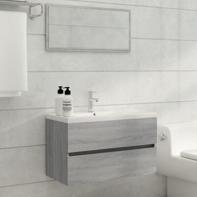 vidaXL 2dílný set koupelnového nábytku šedý sonoma kompozitní dřevo