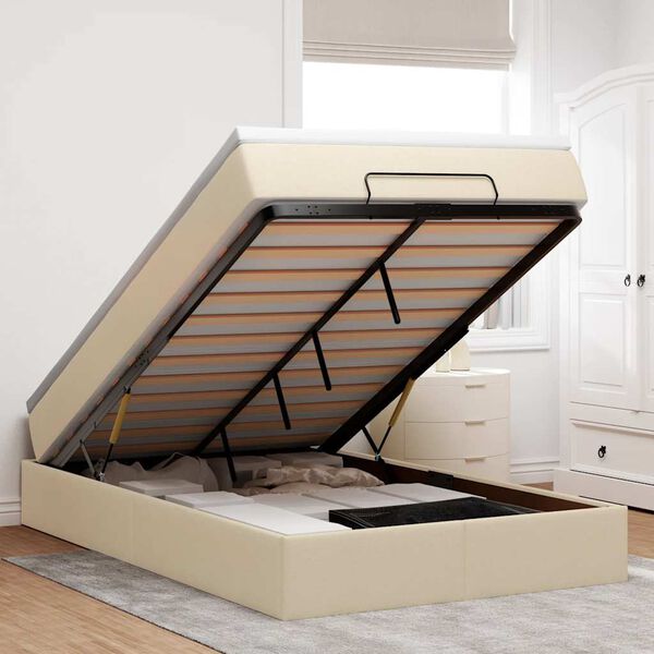 vidaXL Osmansk&yacute; r&aacute;m postele s matrac&iacute; kr&eacute;mově 120x190 cm textil