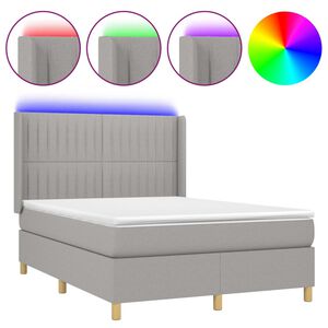 vidaXL Box spring postel s matrac&iacute; a LED světle &scaron;ed&aacute; 140x200 cm textil
