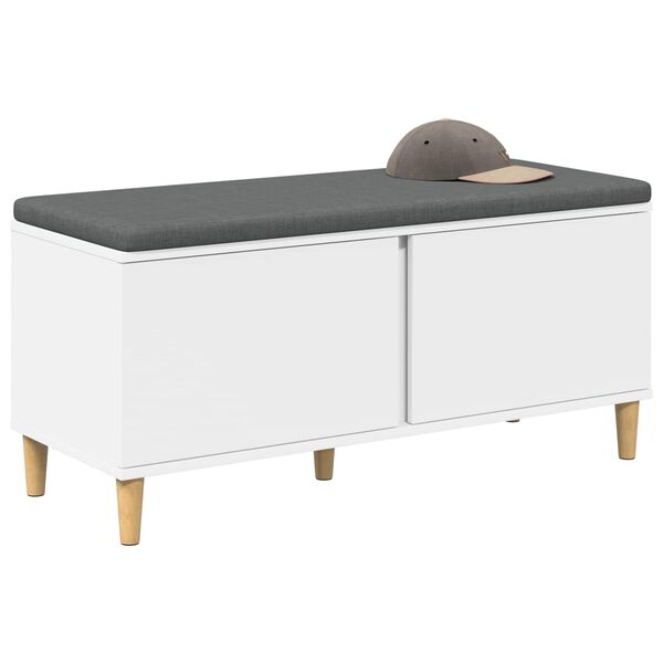 vidaXL Chodbičkov&aacute; lavice s pol&scaron;t&aacute;řem s &uacute;loži&scaron;těm B&iacute;l&aacute; 60 x 38 x 46 cm