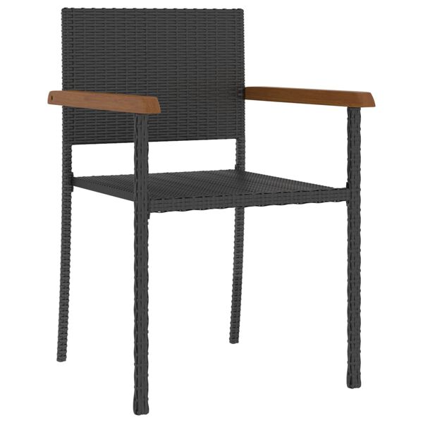 vidaXL 5d&iacute;ln&yacute; zahradn&iacute; j&iacute;deln&iacute; set s podu&scaron;kami polyratan čern&yacute;