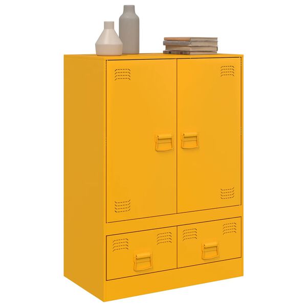 vidaXL Highboard hořčicově žlut&yacute; 67 x 39 x 95 cm ocel