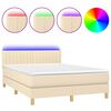 vidaXL Box spring postel s matrac&iacute; a LED kr&eacute;mov&aacute; 140x200 cm textil