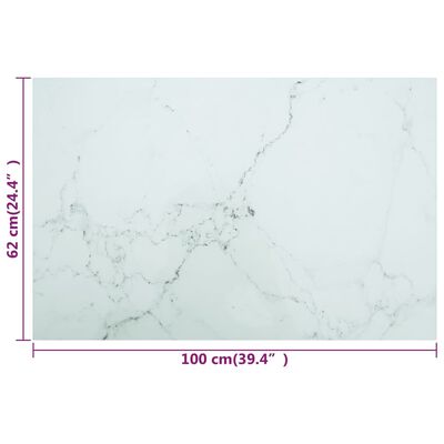 vidaXL Stolní deska bílá 100x62 cm 8 mm tvrzené sklo mramorový design