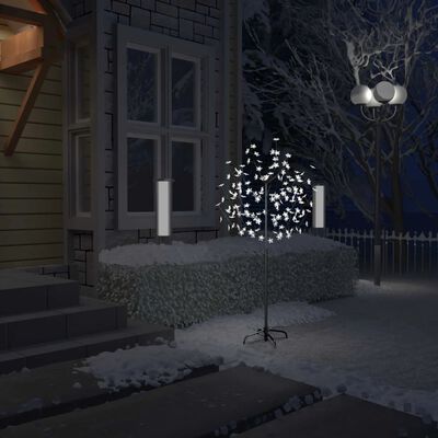 vidaXL Vánoční strom 120 LED chladné bílé světlo třešňový květ 150 cm