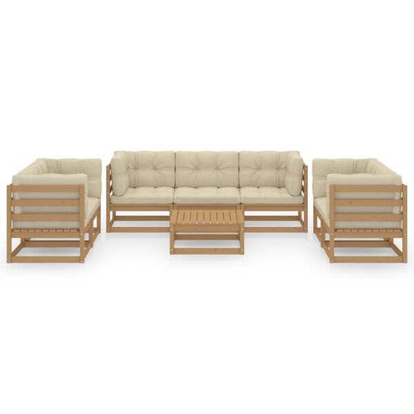 vidaXL 8d&iacute;ln&aacute; zahradn&iacute; sedac&iacute; souprava s podu&scaron;kami masivn&iacute; borovice