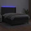 vidaXL Box spring postel s matrac&iacute; a LED čern&aacute; 140 x 190 cm uměl&aacute; kůže