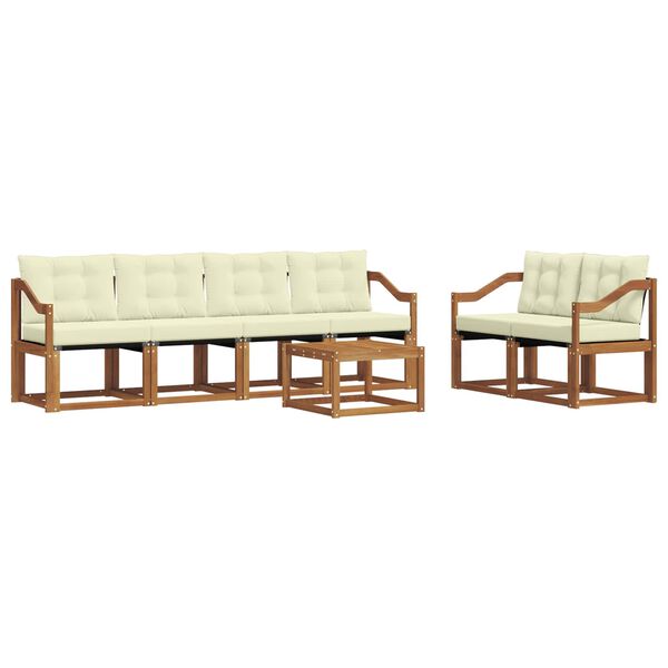 vidaXL Venkovn&iacute; pohovkov&aacute; souprava 7 pcs Přirozen&aacute; a Kr&eacute;mov&aacute;