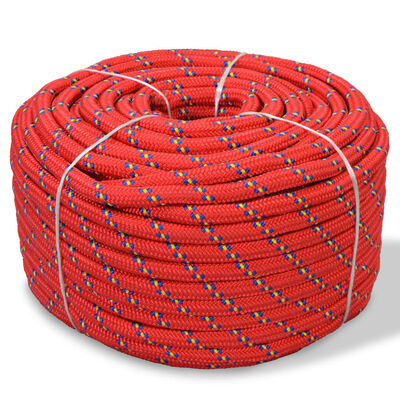 vidaXL Námořní lodní lano, polypropylen, 8 mm, 100 m, červené