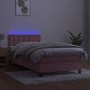 vidaXL Box spring postel s matrac&iacute; a LED růžov&aacute; 90x190 cm samet