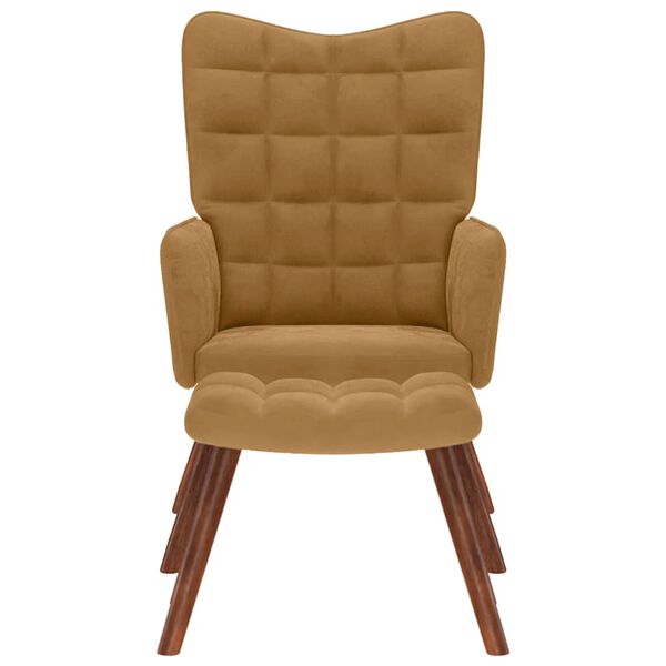 vidaXL Relaxační křeslo se stoličkou hnědé samet