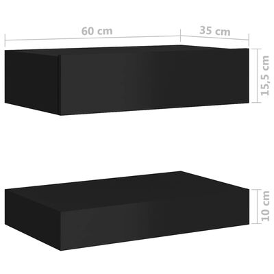 vidaXL Noční stolek černý s vysokým leskem 60 x 35 cm dřevotříska