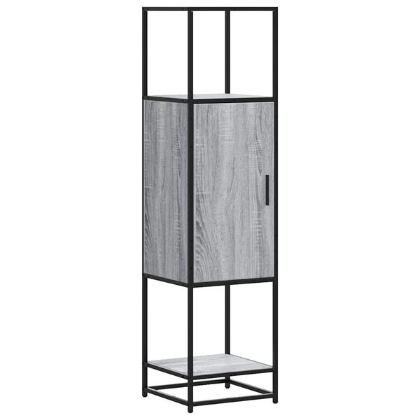 vidaXL Skř&iacute;ň highboard &scaron;ed&aacute; sonoma 35,5x35x139 cm kompozit a kov