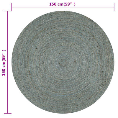 vidaXL Ručně vyrobený koberec juta kulatý 150 cm olivově zelený
