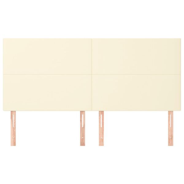 vidaXL Čelo postele kr&eacute;mov&eacute; 200x5x118/128 cm uměl&aacute; kůže