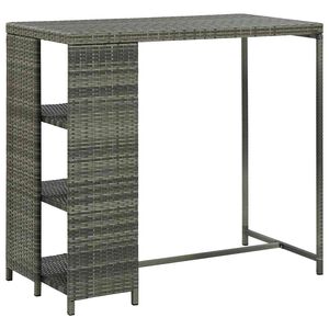vidaXL Barov&yacute; stolek s &uacute;ložn&yacute;m reg&aacute;lem &scaron;ed&yacute; 120x60x110 cm polyratan