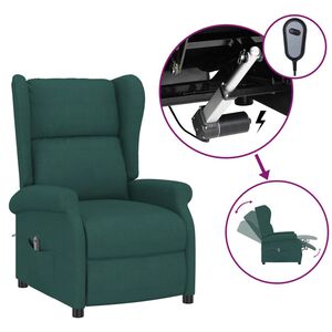 vidaXL Elektrick&eacute; polohovac&iacute; křeslo u&scaron;&aacute;k tmavě zelen&eacute; textil