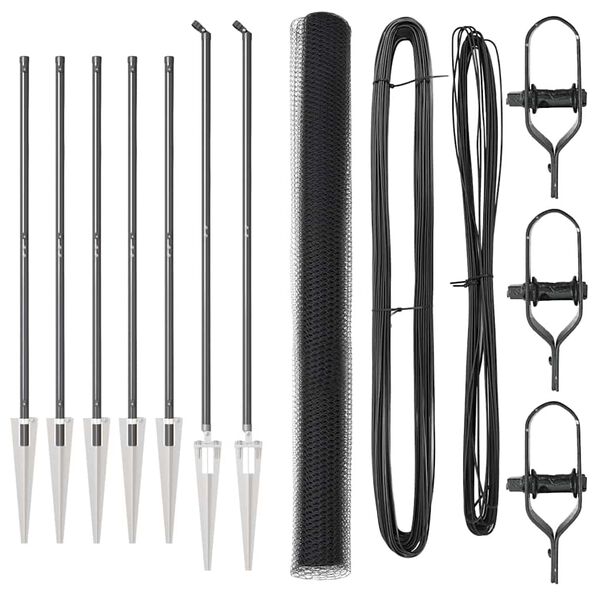 vidaXL Plotov&yacute; sloupek. &Scaron;ed&aacute; 10 x 1,5 m (s&iacute;ť 25 mm) Ocel a PVC