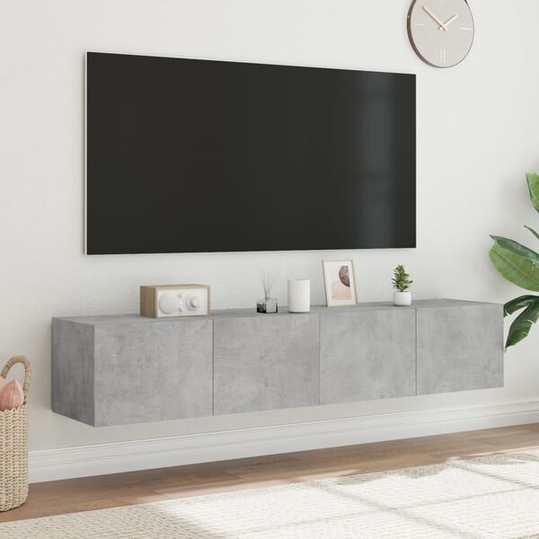 vidaXL Nástěnné TV skříňky s LED 2 ks betonově šedé 80 x 35 x 31 cm
