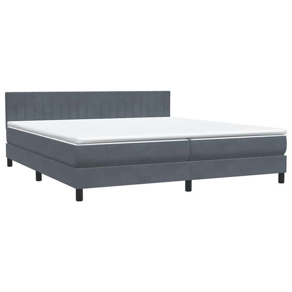 vidaXL Box spring postel s matrac&iacute; tmavě &scaron;ed&aacute; 180x220 cm samet
